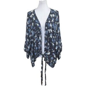 Meri Skye Top Womens Plus 5X Floral Tie Waist Boho Peasant Art to Wear